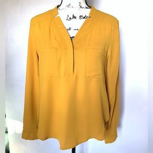 Nine West Mustard Yellow Long Sleeve Blouse medium
